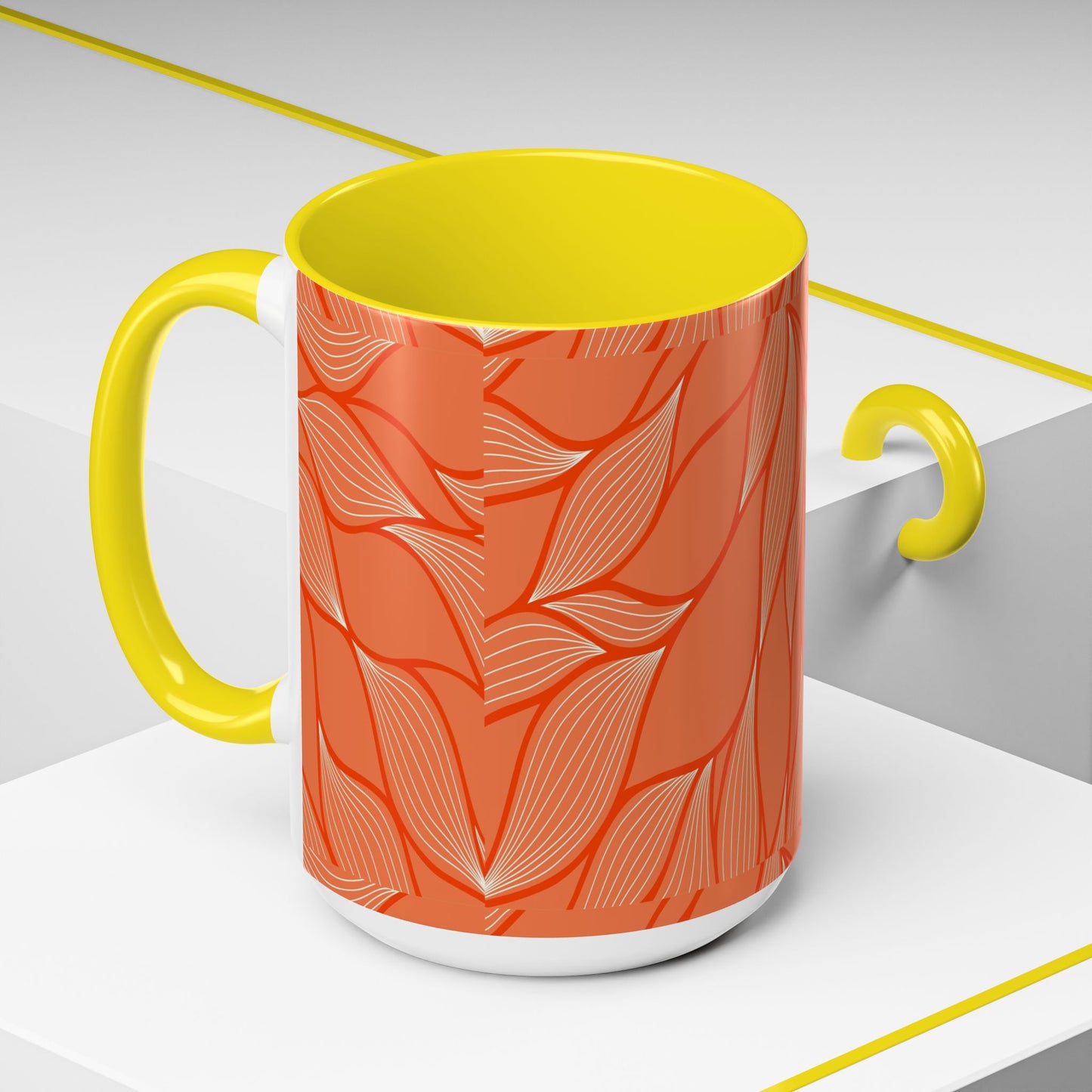 Stylish Accent Coffee Mug, Floral Pattern Drinkware, Unique Gift for Coffee Lovers, Home Decor, Kitchenware, Vibrant Design