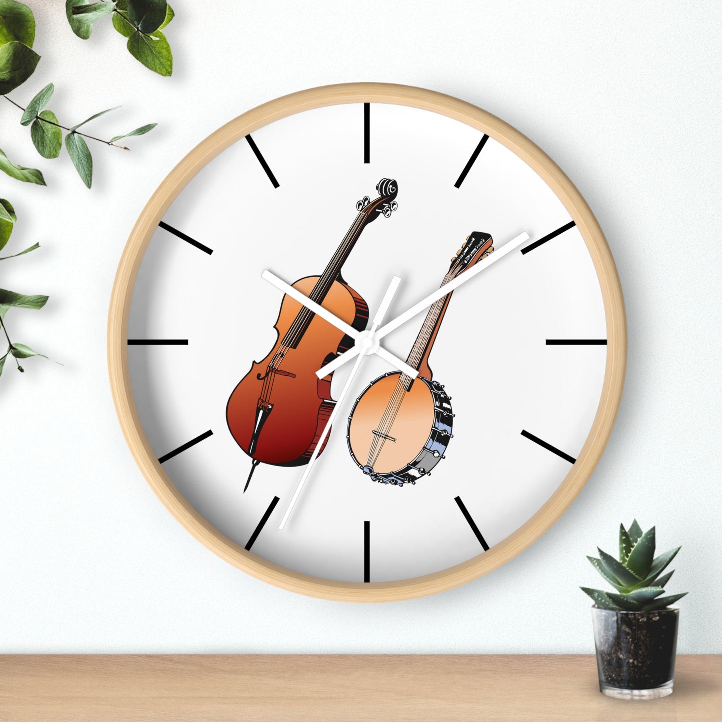 Musical Instruments Wall Clock, Rustic Home Decor, Gift for Musicians, Unique Wall Art, Music Lover's Decoration