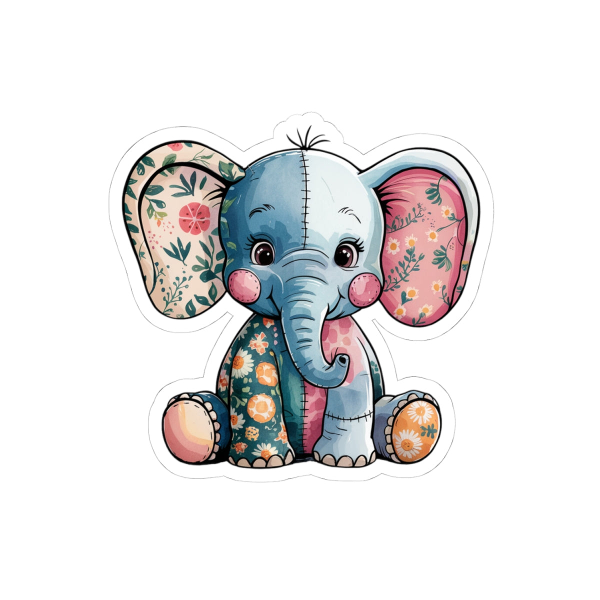 Cute Elephant Kiss-Cut Stickers, Baby Shower Decor, Nursery Wall Art, Laptop Stickers, Gift for Animal Lovers, Cute Animal Decor