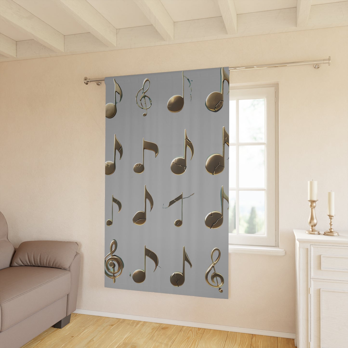 Musical Note Window Curtains Elegant Home Decor, Music Lovers Gift