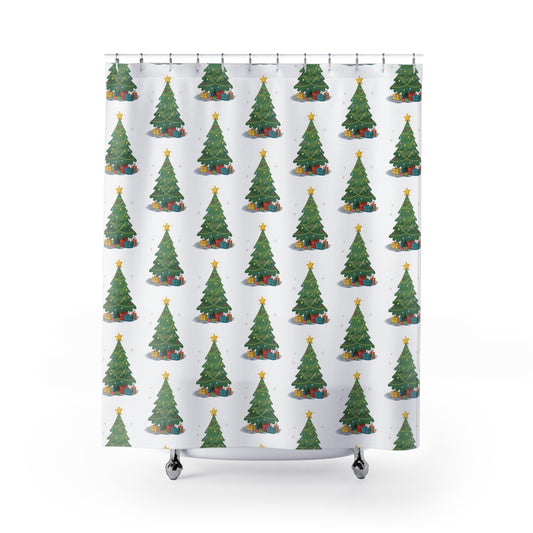 Festive Christmas Shower Curtain, Holiday Decor, Bathroom Accessories, Winter Decoration, Unique Gift for Home