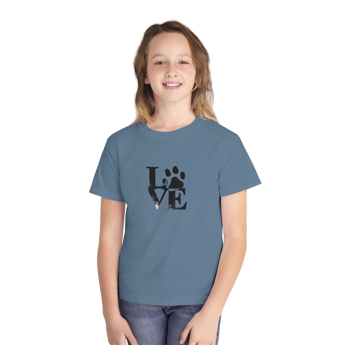 Youth Love Paw Tee - Perfect for Pet Lovers, Gifts for Kids, Animal Lovers, Birthday or Holiday Gift, Cute Casual Wear