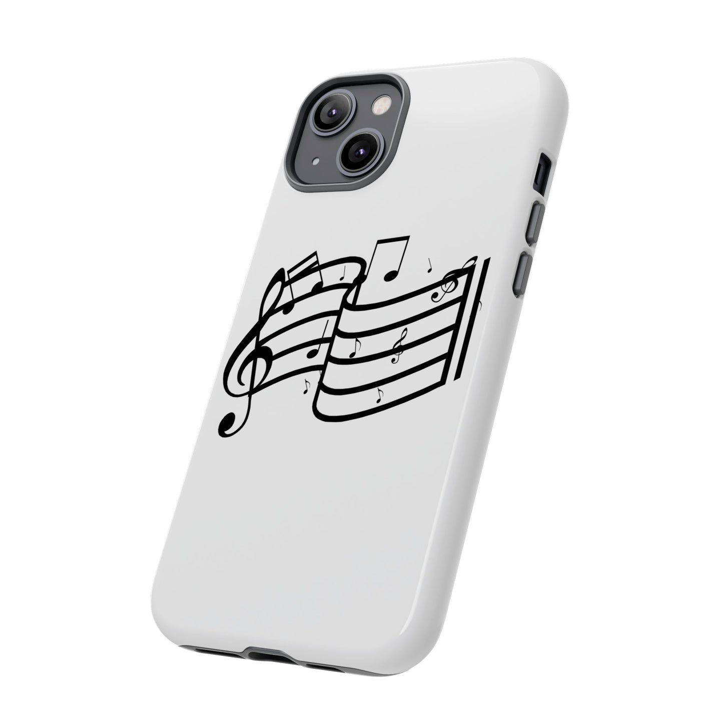 Musical Notes Phone Case — Black Treble Clef Music Staff Tough Case