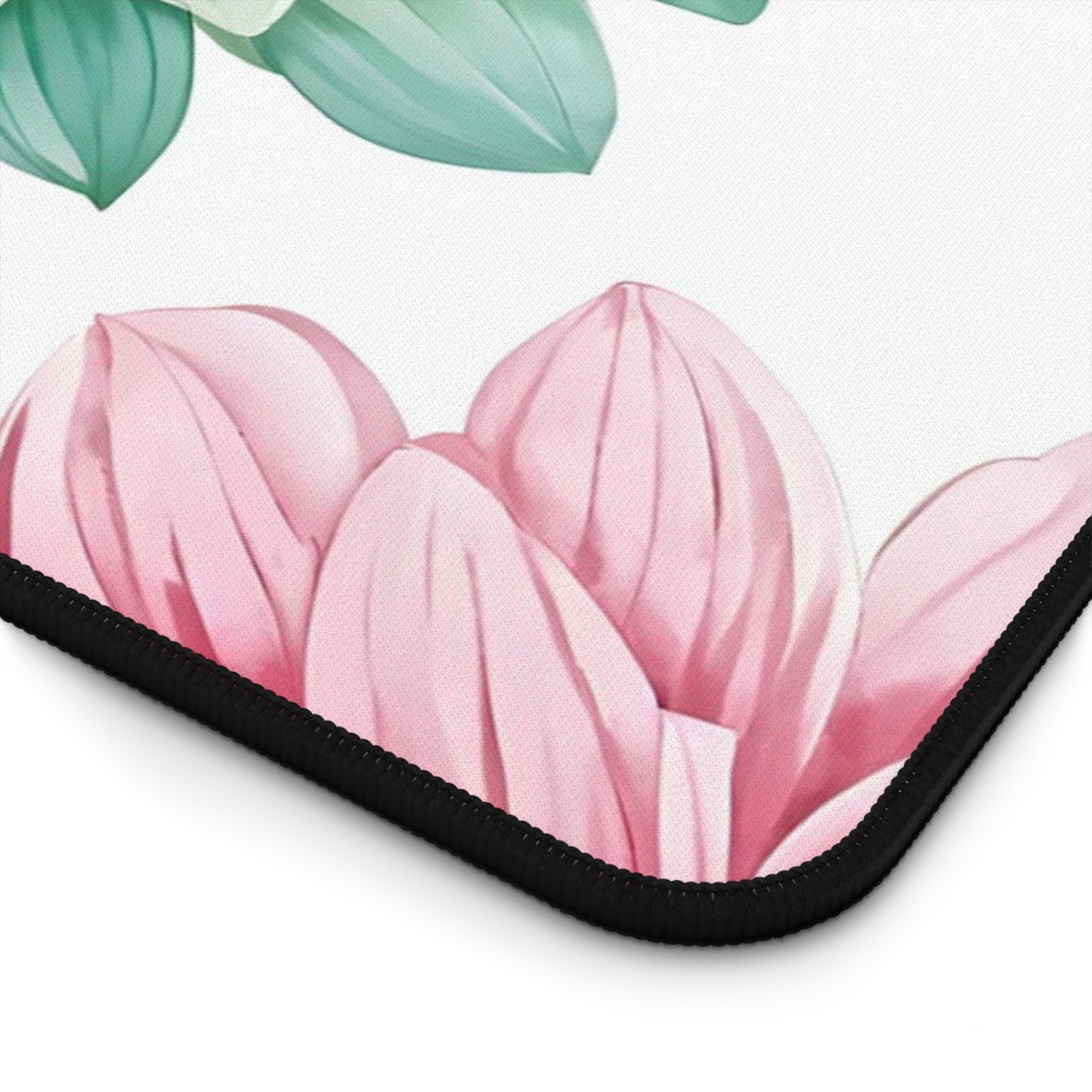 Floral Succulent Desk Mat — Green & Pink Botanical Mouse Pad