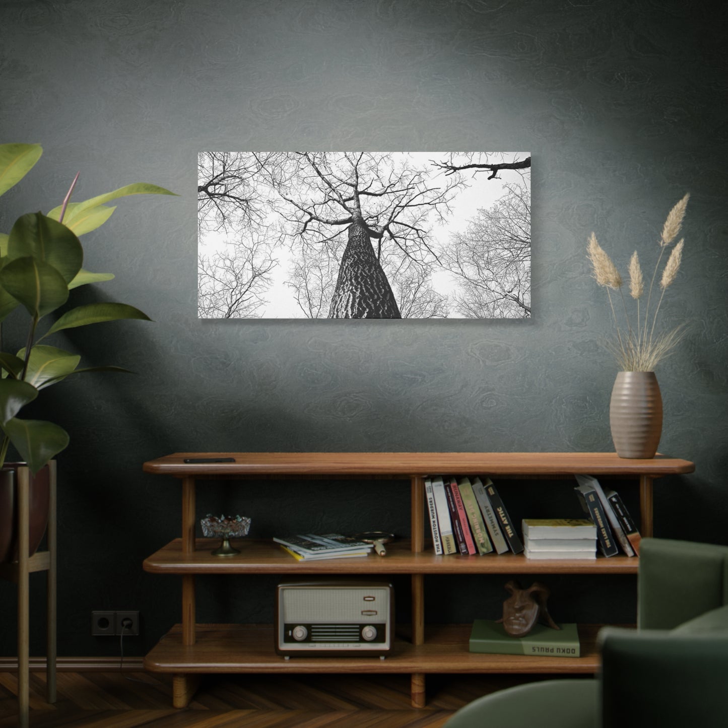 Black & White Tree Canopy Matte Canvas Wall Art — Upward Forest Photography