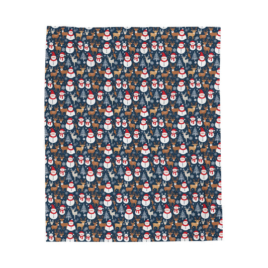 Holiday Snowman Plush Blanket — Cozy Velveteen Throw for Christmas