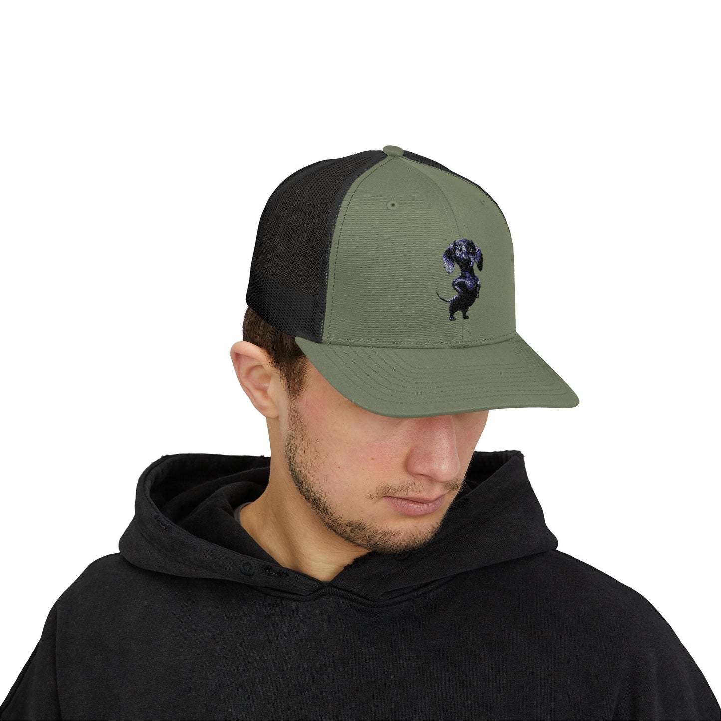 Dachshund Galaxy Trucker Cap – Embroidered Space Sausage Dog Snapback