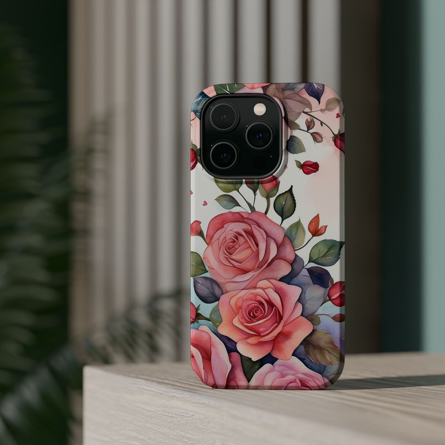 Floral Rose Magnetic Phone Case — Impact-Resistant Protective Cover