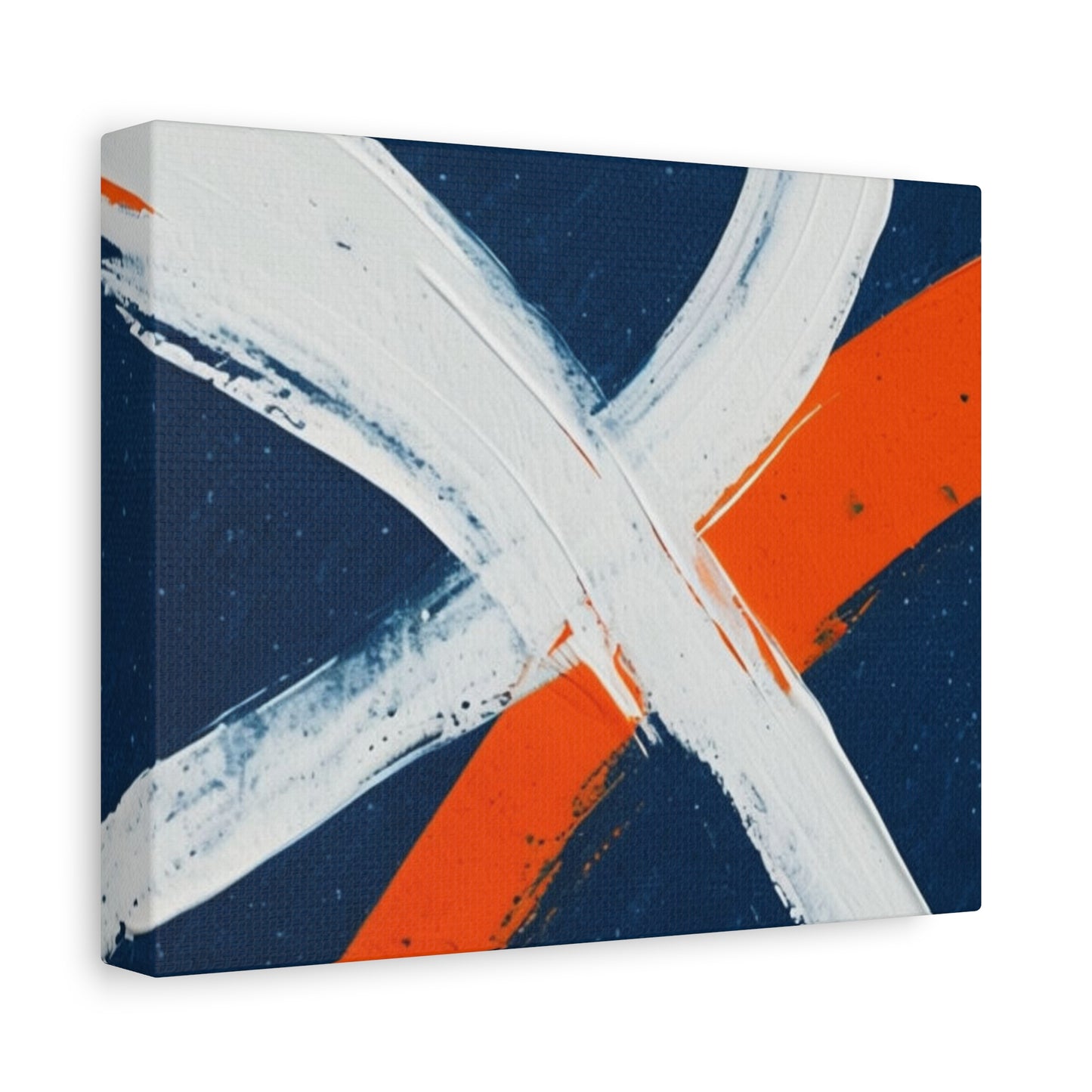 Abstract Navy & Orange Brushstroke Canvas