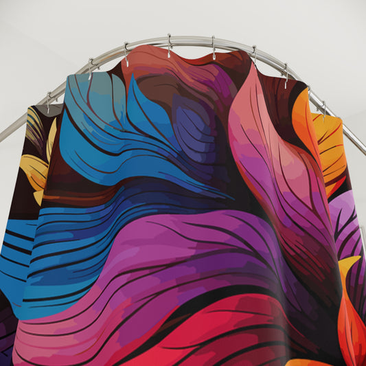 Vibrant Floral Shower Curtain, Colorful Bathroom Decor, Nature-Inspired Design, Bohemian Style, Floral Gifts, Home Makeover