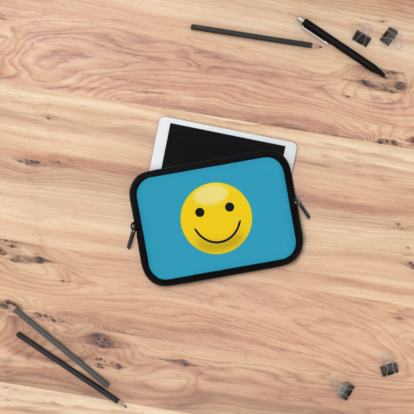 Smiley Face Laptop Sleeve | Cute Laptop Case, Tech Accessory, Gift for Students, Personalized Tech Sleeve, Vibrant Laptop Cover