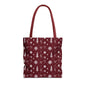 Christmas Snowflake Tote Bag – Burgundy Holiday Patterned Carryall