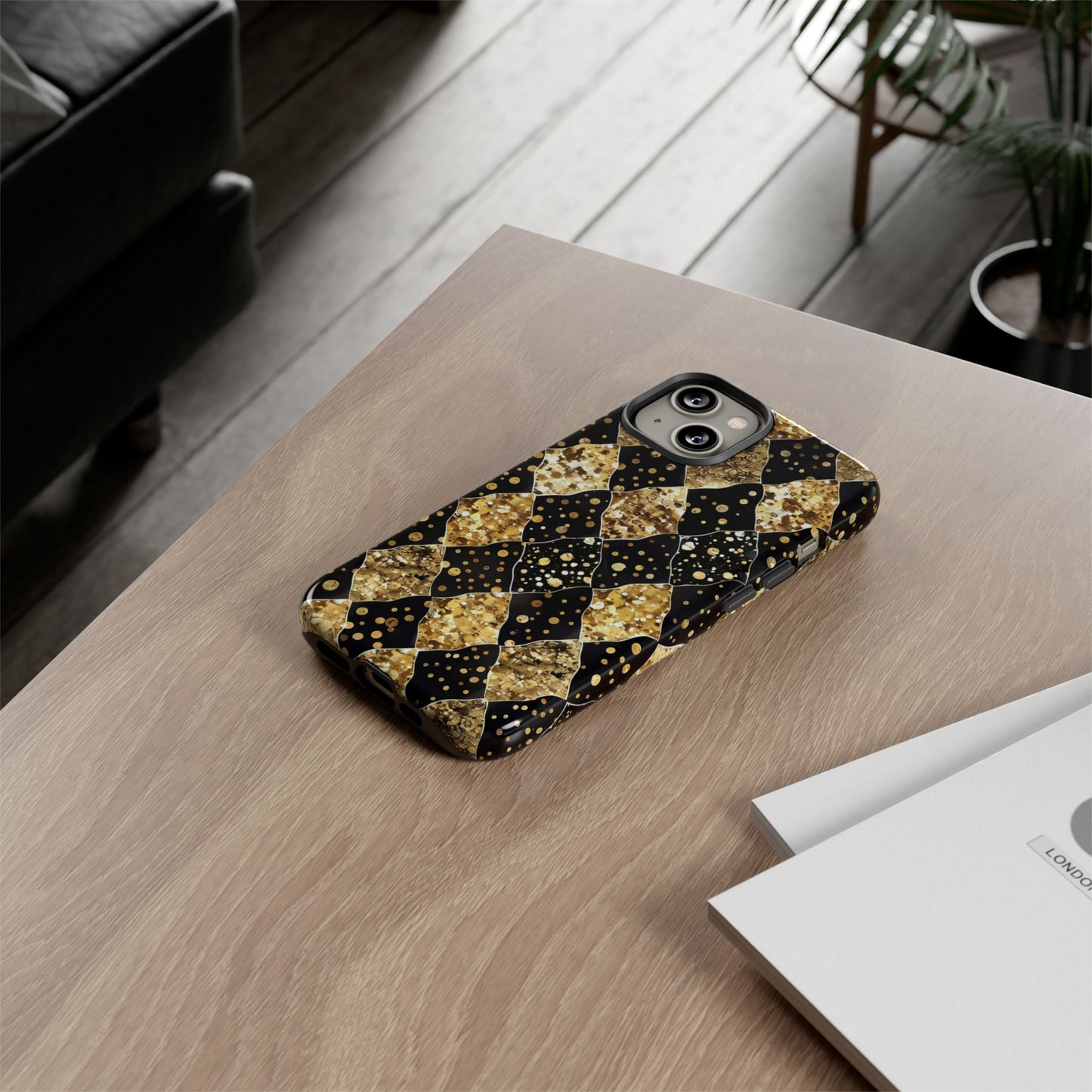 Elegant Gold & Black Phone Case for Tough Protection