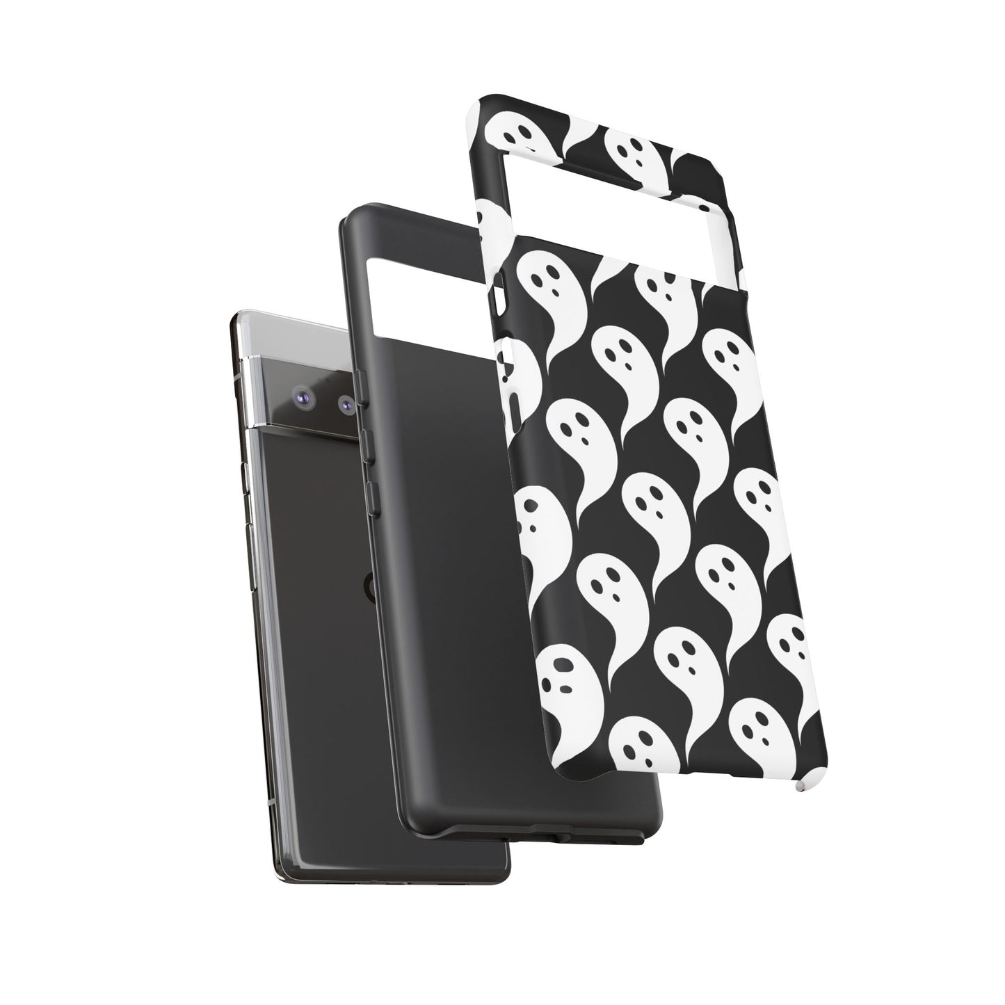 Ghost Pattern Phone Case, Cute Ghost Cell Phone Cover, Halloween Accessory, Spooky Gift, Black and White Phone Case