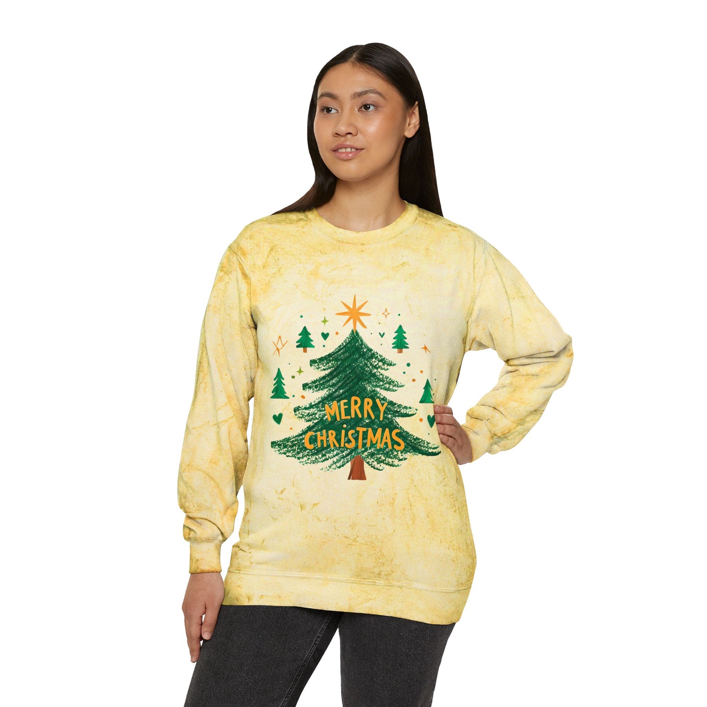 Merry Christmas Color Blast Crewneck Sweatshirt, Unisex Holiday Sweatshirt, Cozy Sweatshirt Gift, Festive Apparel, Christmas Sweater