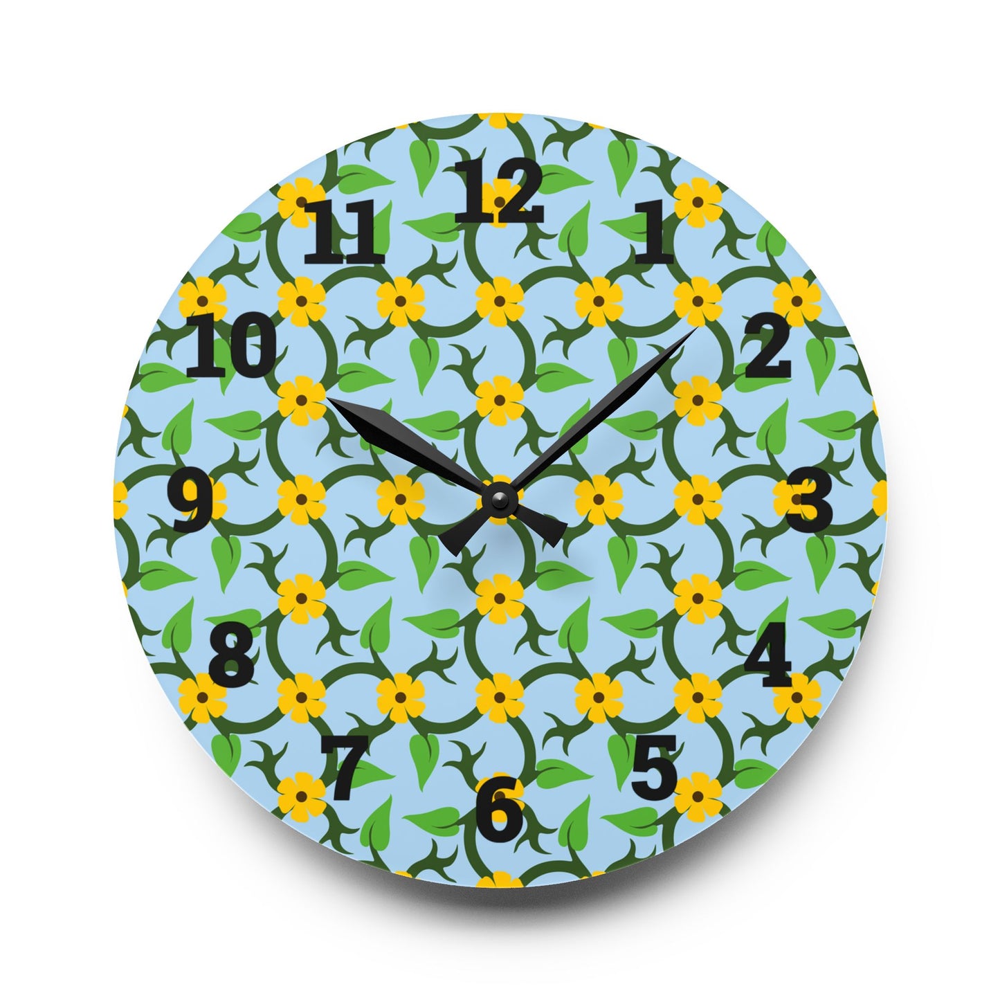 Vibrant Floral Acrylic Wall Clock, Modern Home Decor, Kitchen Wall Art
