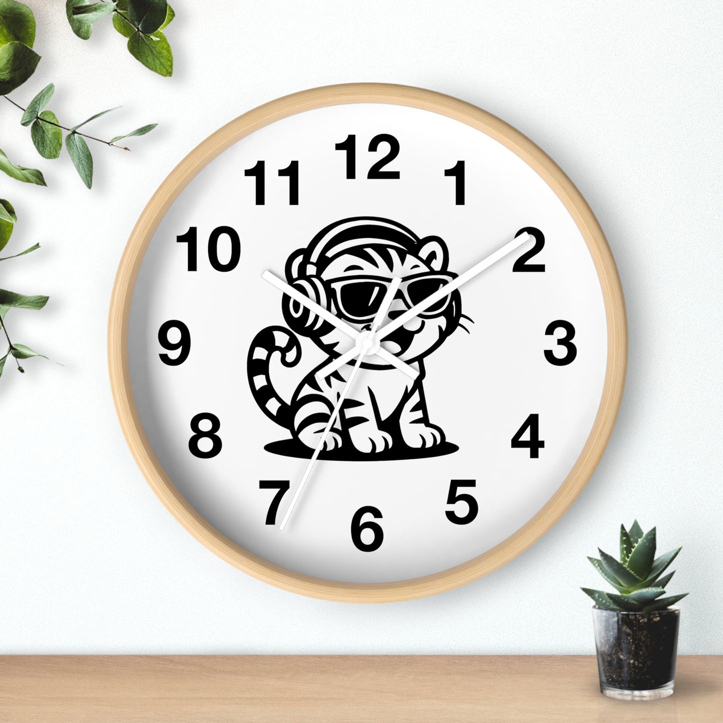 Cool Cat Design Wall Clock - Fun Decor for Animal Lovers, Tiger Clock, Unique Home Gift, Trendy Animal Wall Art, Kids Room Decor