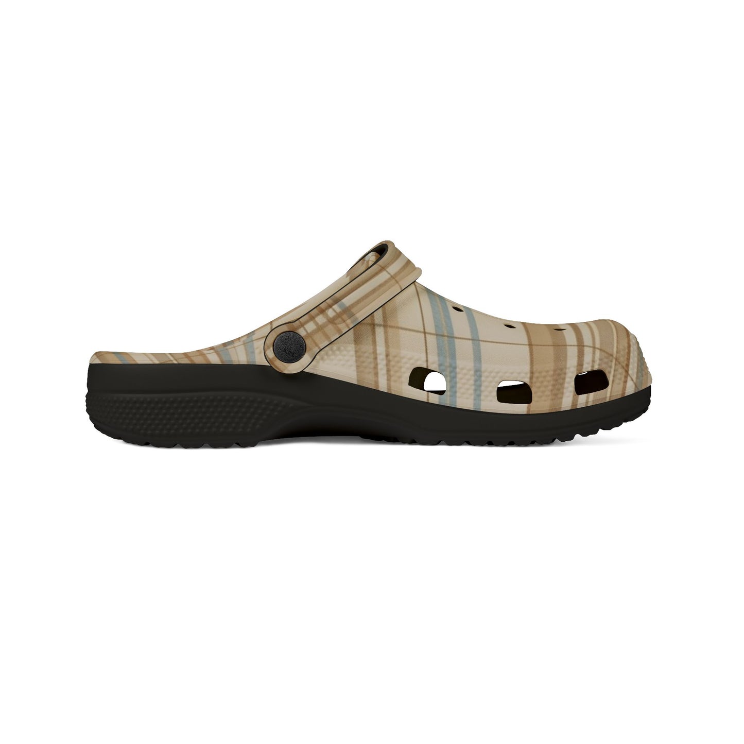 Beige Plaid Clogs / Croc - Comfortable Slip-On Garden & Casual Shoes