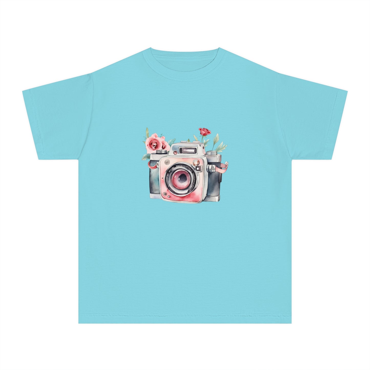 Floral Camera Youth Tee, Cute Teen Shirt, Photography Lover Gift, Artistic Kids Apparel, Unique Youth T-Shirt, Spring or Summer Style