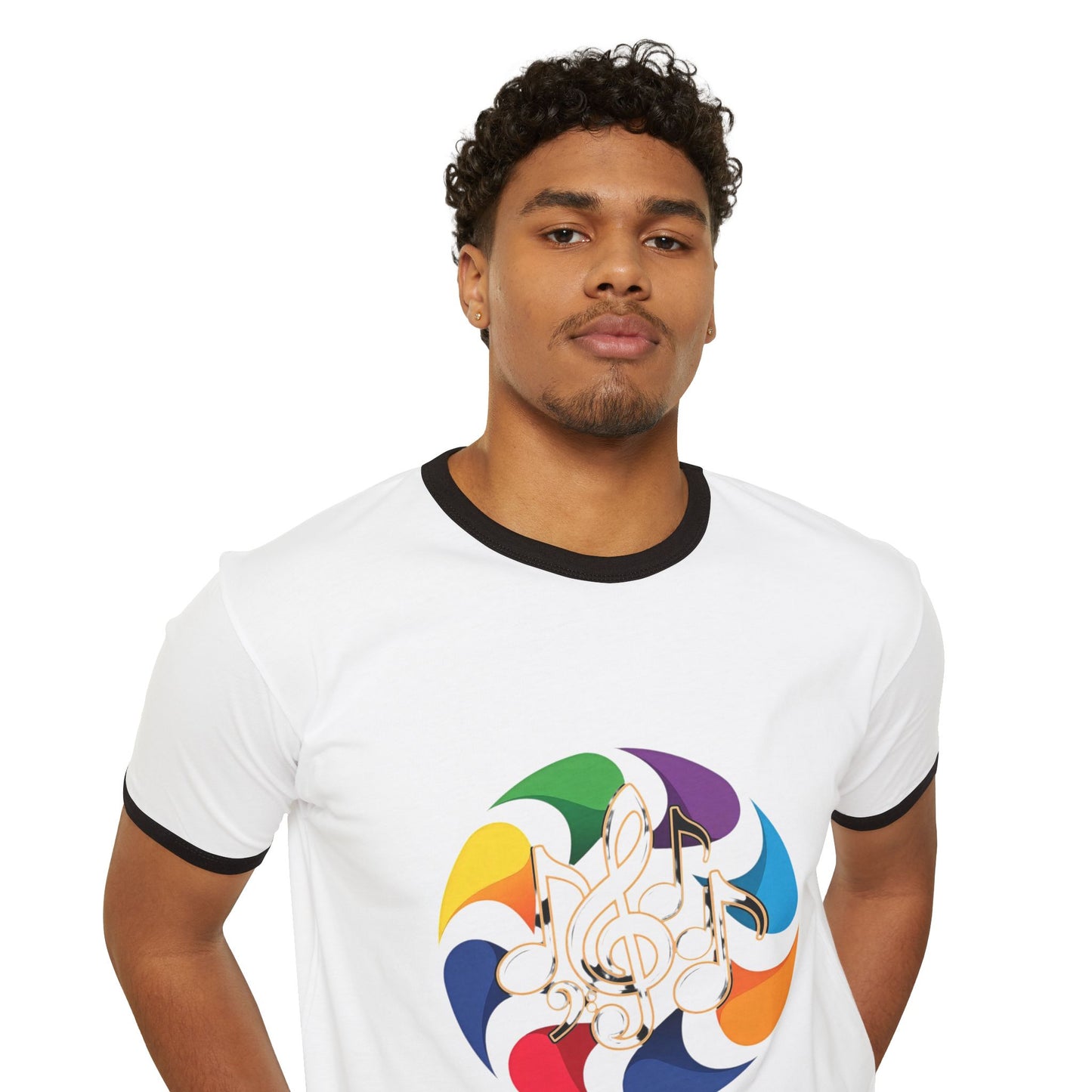 Vintage Rainbow Pinwheel Ringer T-Shirt