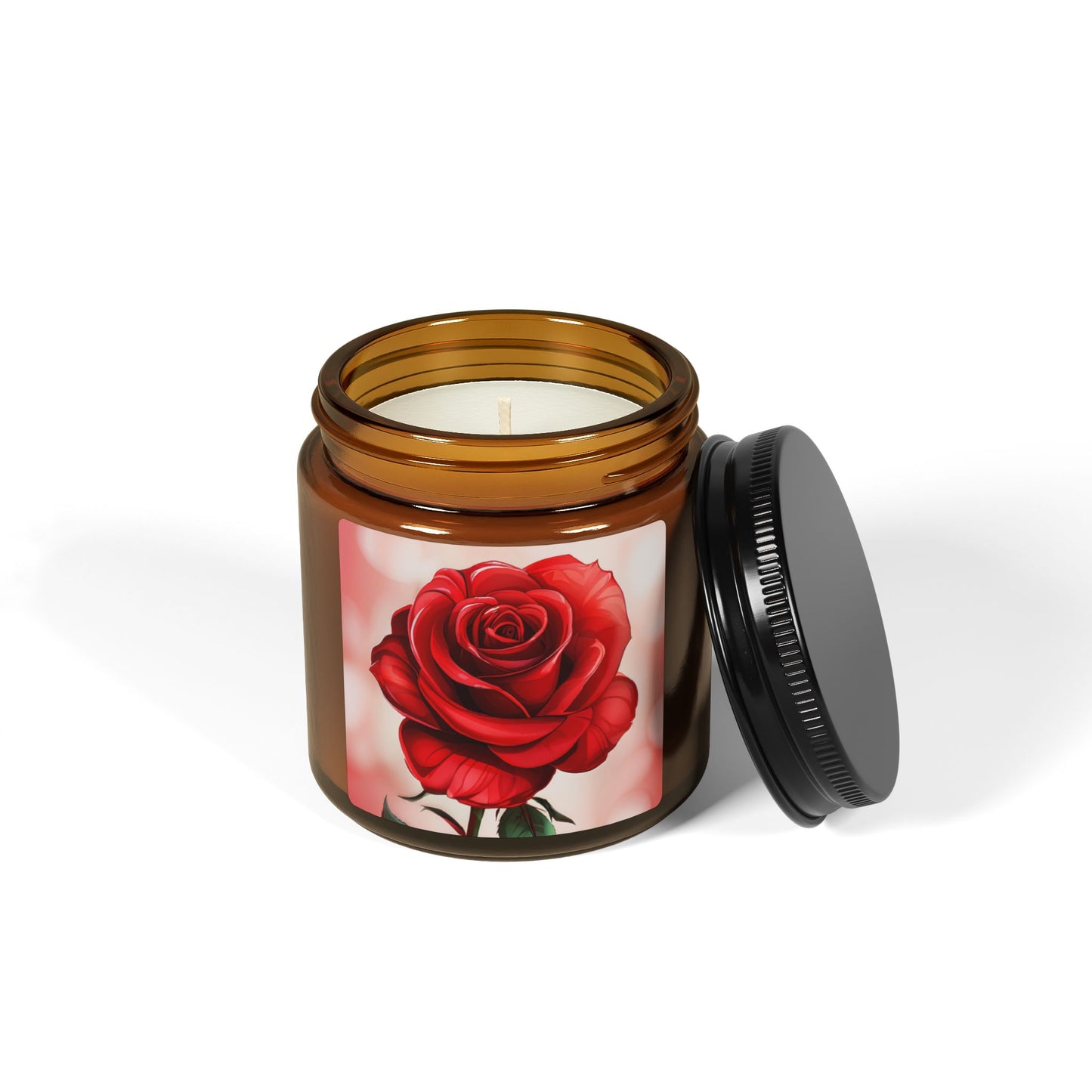 Rose Scented Soy Candle — Amber Jar (Multiple Sizes)