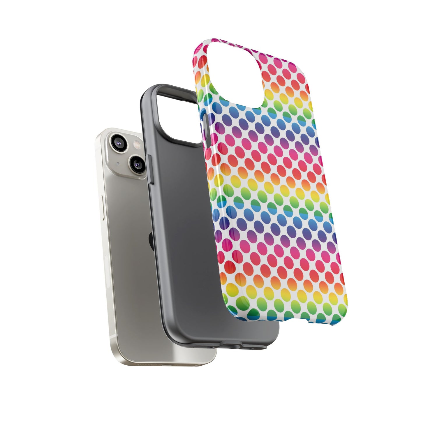 Rainbow Dot Phone Case, Colorful Phone Cover, Fun Phone Accessory, Gift for Friends, Trendy Mobile Case