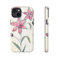 Floral Phone Case with Elegant Pink Lilies, Cute Floral Accessories, Phone Protection, Gift for Her, Stylish Cell Phone Cover