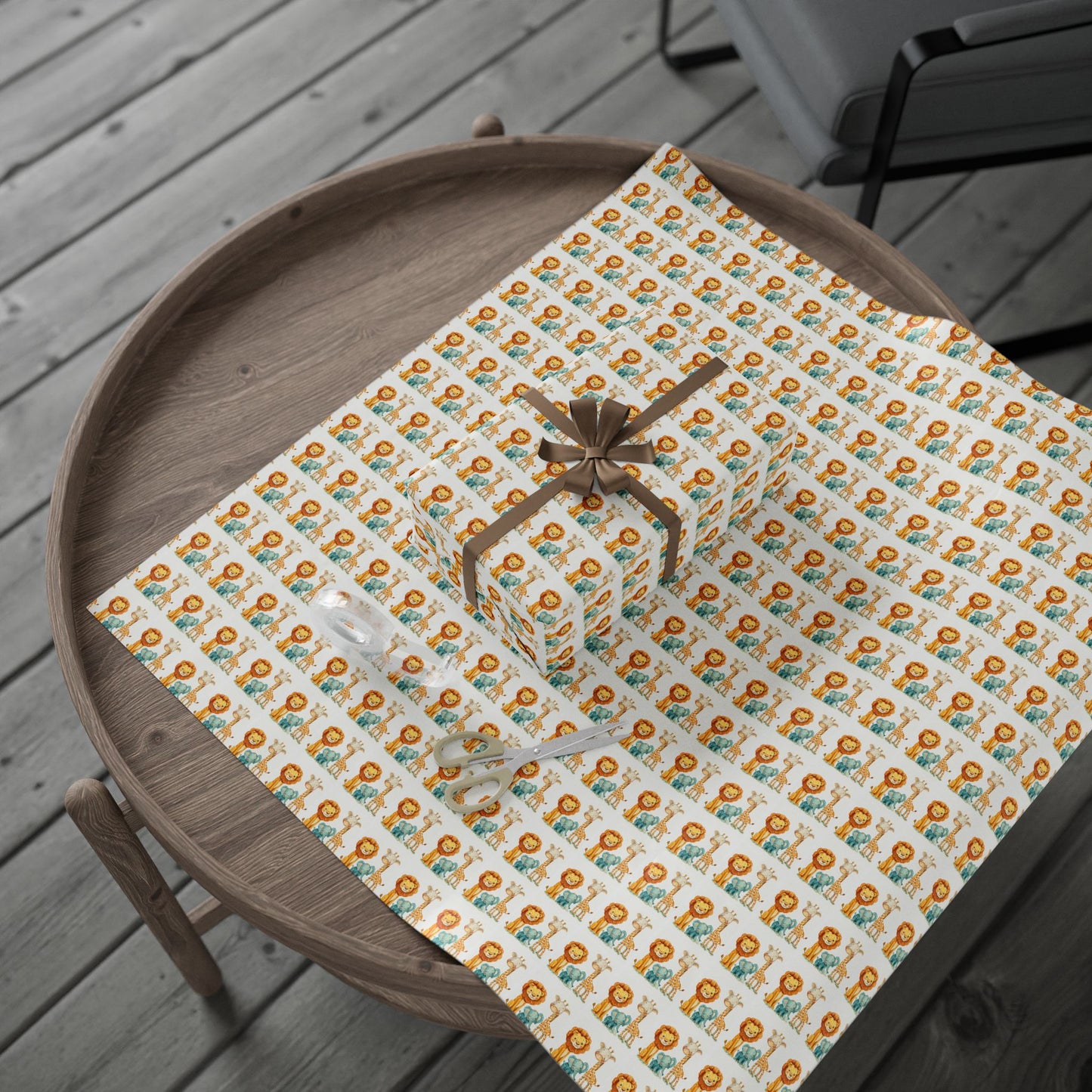 Lion Pattern Gift Wrapping Paper Roll — Whimsical Safari Kids Birthday Wrap