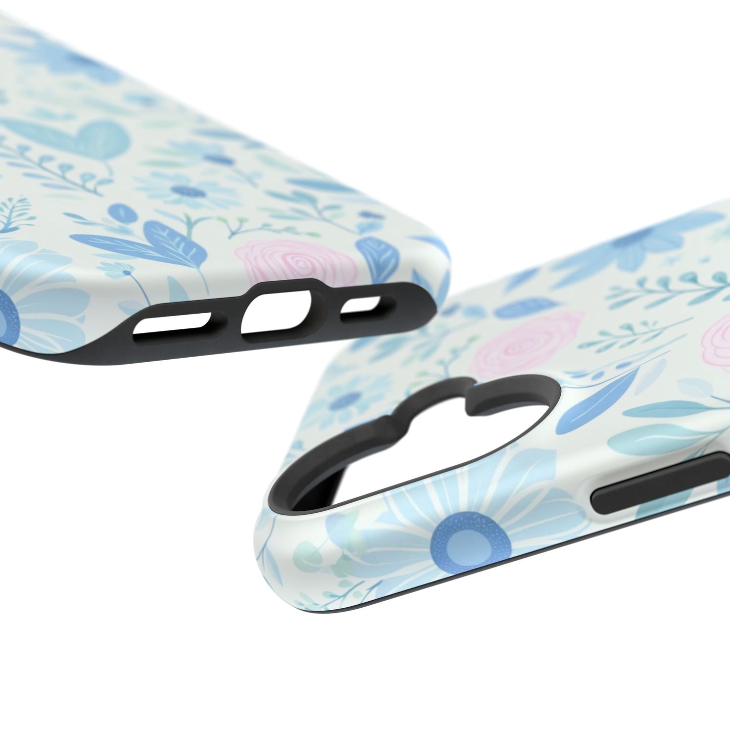 Floral Pastel Magnetic Impact Phone Case — Blue & Pink Botanical Design