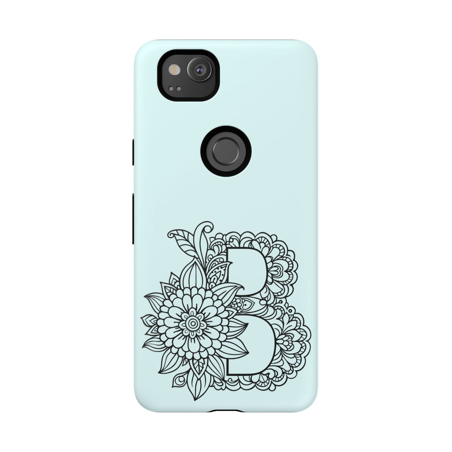Personalized Tough Phone Case- Letter B, Floral Monogram Cell Phone Cover, Custom Protective Case, Unique Gift, Birthday, Graduation