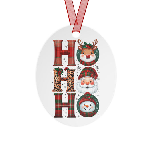 Festive Metal Ornaments, Personalized Holiday Decor, Christmas Tree Ornaments, Cute Ho Ho Ho Design, Unique Gift for Friends