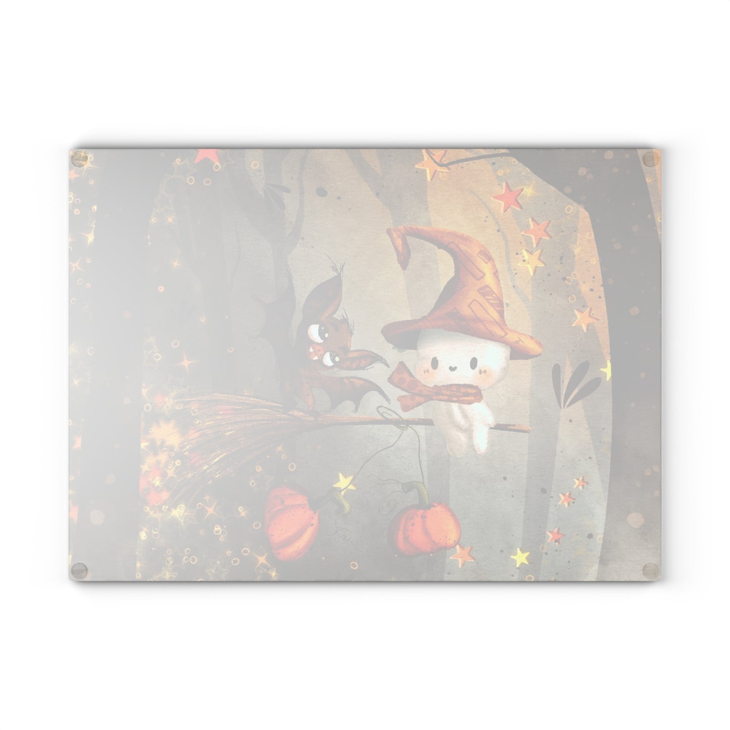 Whimsical Halloween Glass Cutting Board - Perfect for Fall Decor, Kitchen Gift, Trick or Treat, Pumpkin Lover, Halloween Party Supplies