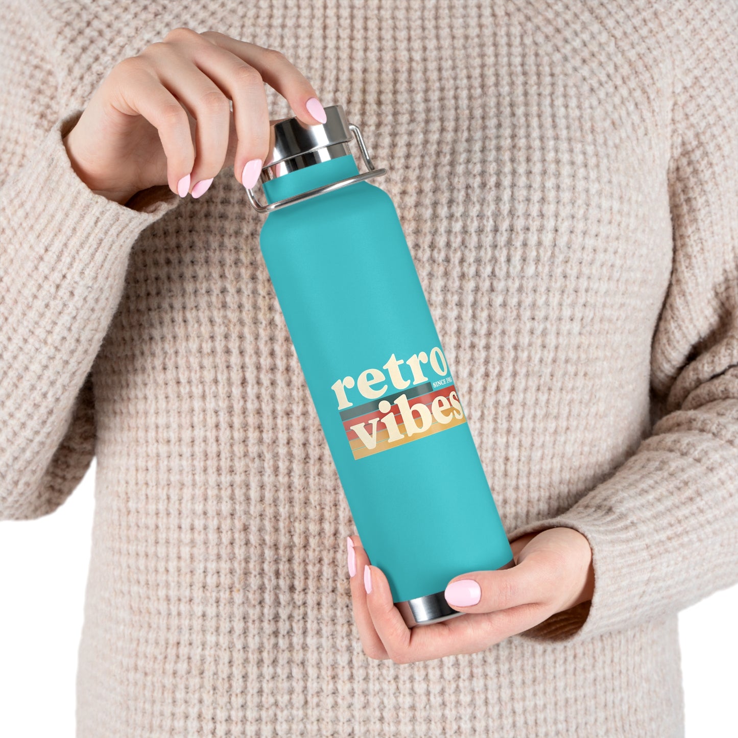Retro Vibes Insulated Water Bottle, 22oz - Trendy Travel Flask, Stylish Hydration Gift for Fitness Lovers, Eco-Friendly Beverage Container
