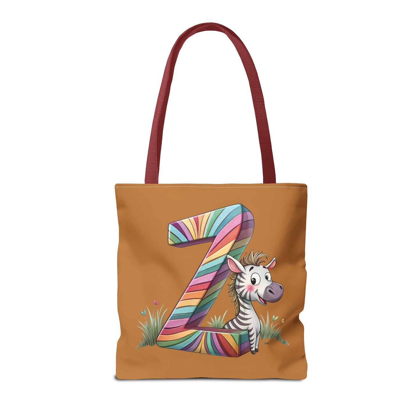 Colorful Zebra Initial Tote Bag, Kids' Backpack, Fun Reusable Shopping Bag, Cute Gift for Animal Lovers, Eco-Friendly, Alphabet Design