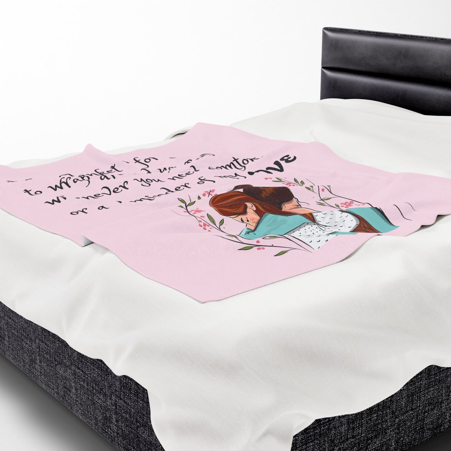 Velveteen Plush Blanket – "This blanket is for you to wrap around yourself" Comfort Throw (Hug Illustration)