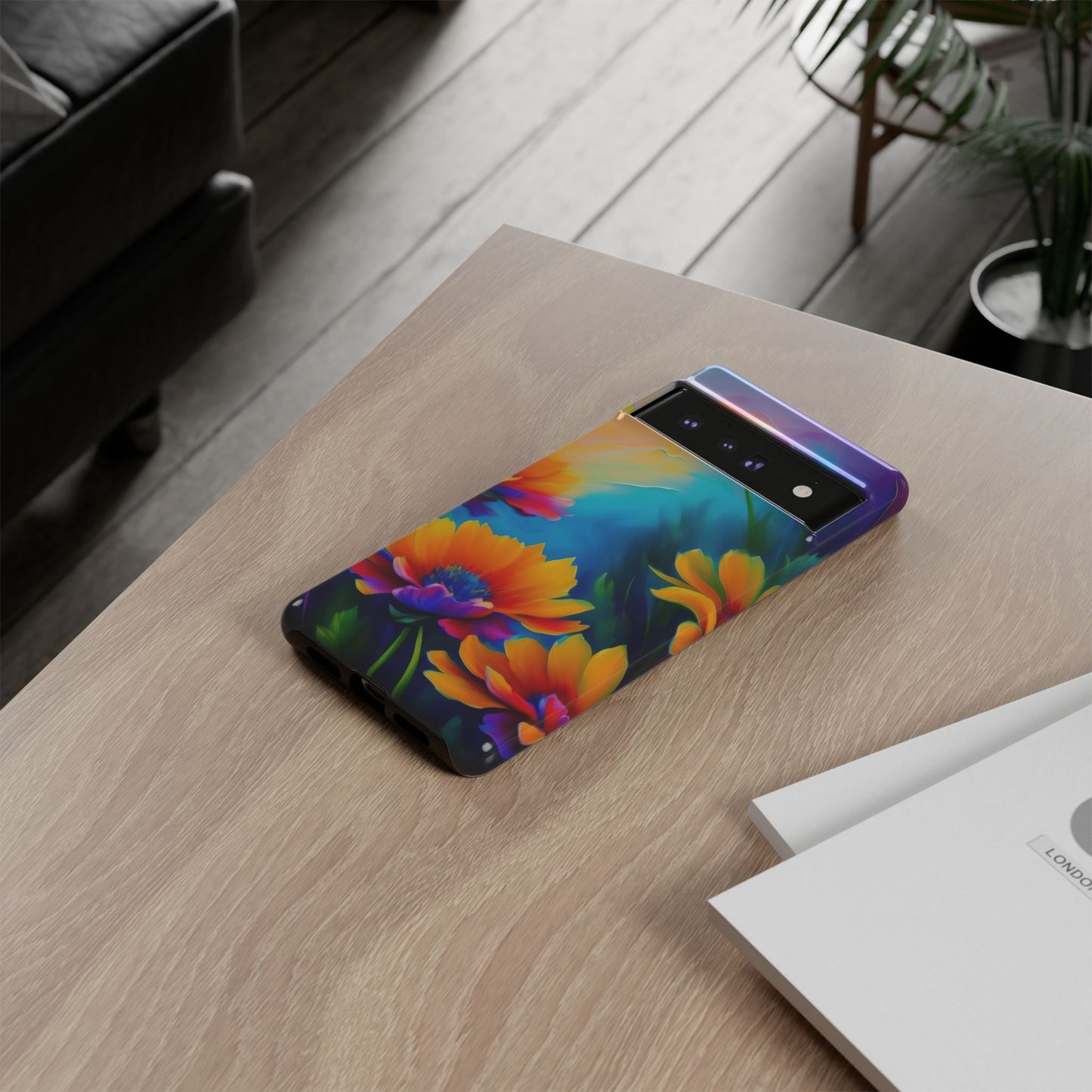Floral Sunset Tough Phone Case — Vibrant Watercolor Flowers Protective Cover
