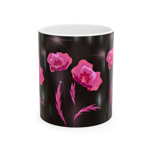 Floral Ceramic Mug with Pink Poppies, Coffee Mug, Gift for Her, Nature Lover's Cup, Home Decor, Tea Lover's Present