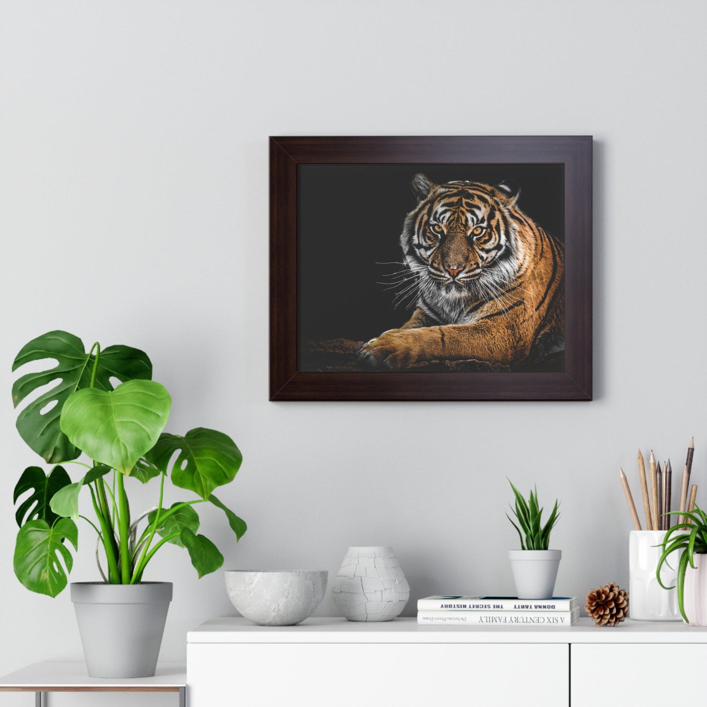 Majestic Tiger Wall Art Print, Framed Horizontal Poster, Animal Decor, Home Office Decoration, Wildlife Art, Gift Idea