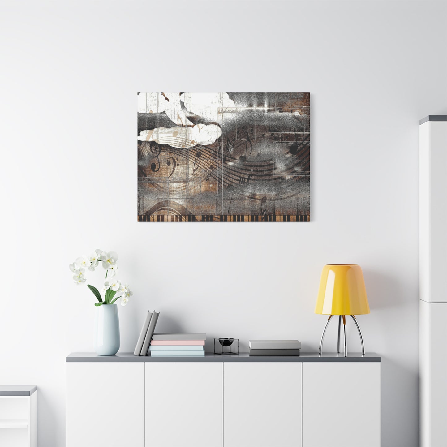Abstract Musical Notes Matte Stretched Canvas Art (1.25")