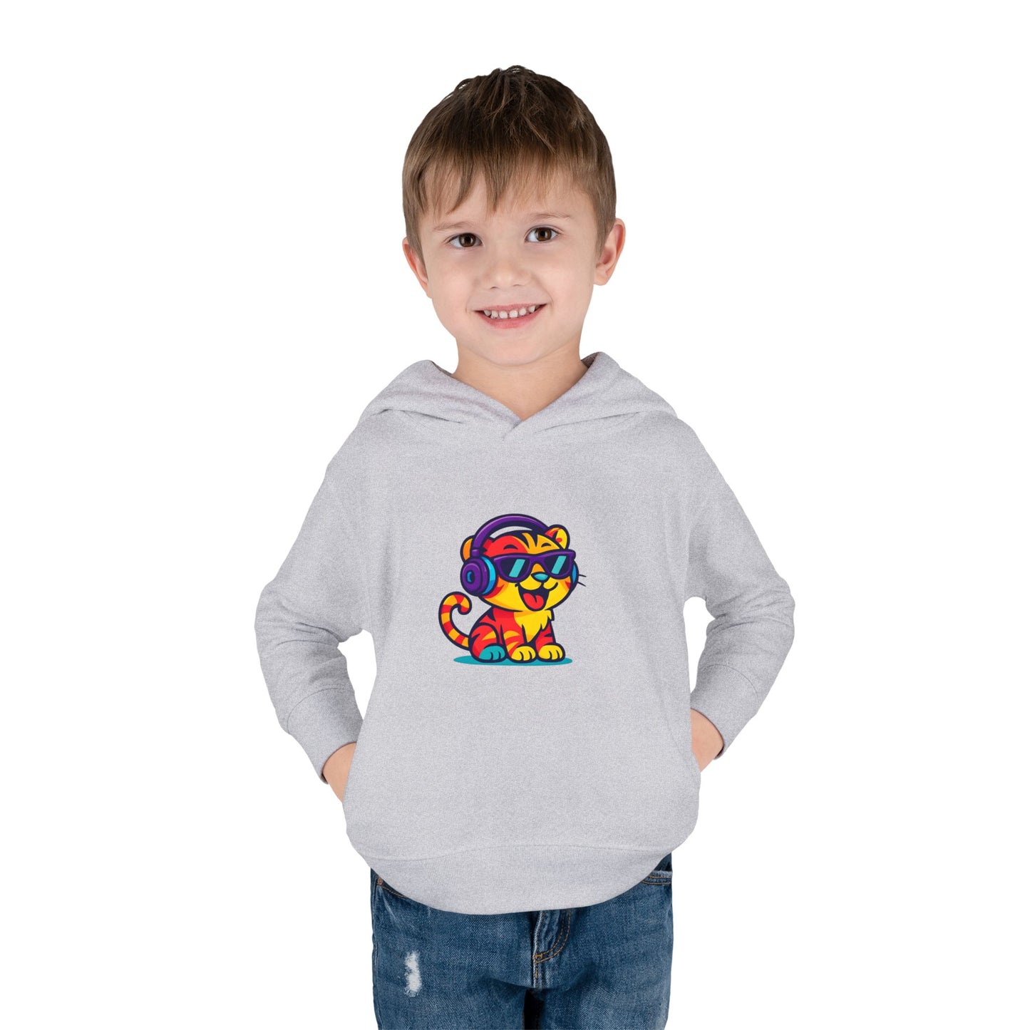 Cool Cat Toddler Hoodie - Fleece Pullover with Colorful Lion Design, Kids Clothing, Fun Gift, Casual Wear, Playtime Essentials