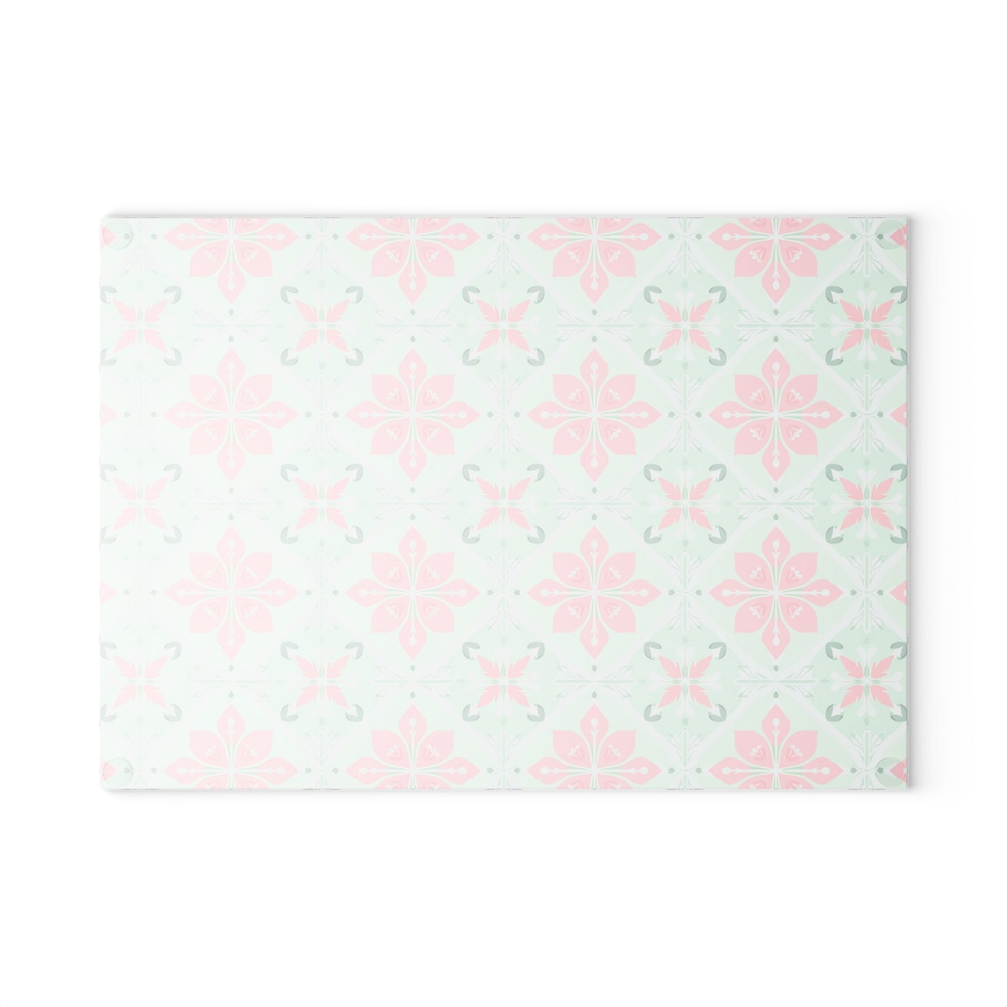Glass Cutting Board – Pastel Pink & Mint Tile Pattern Kitchen Board