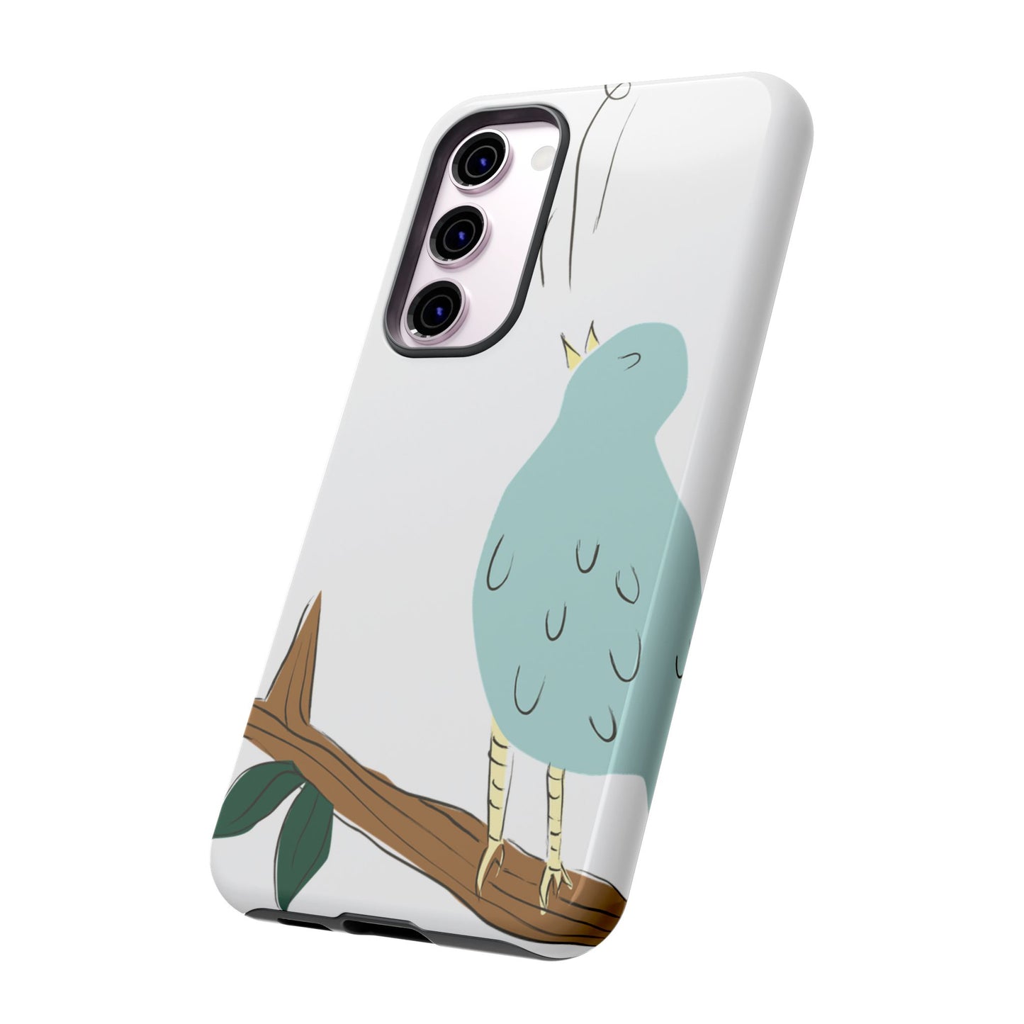 Birdsong Phone Case — Cute Blue Bird on Branch Protective Case