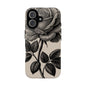 Black Rose Phone Case, Tough Cases with Floral Design, Elegant Tech Accessory, Gift for Flower Lovers, Stylish Protection