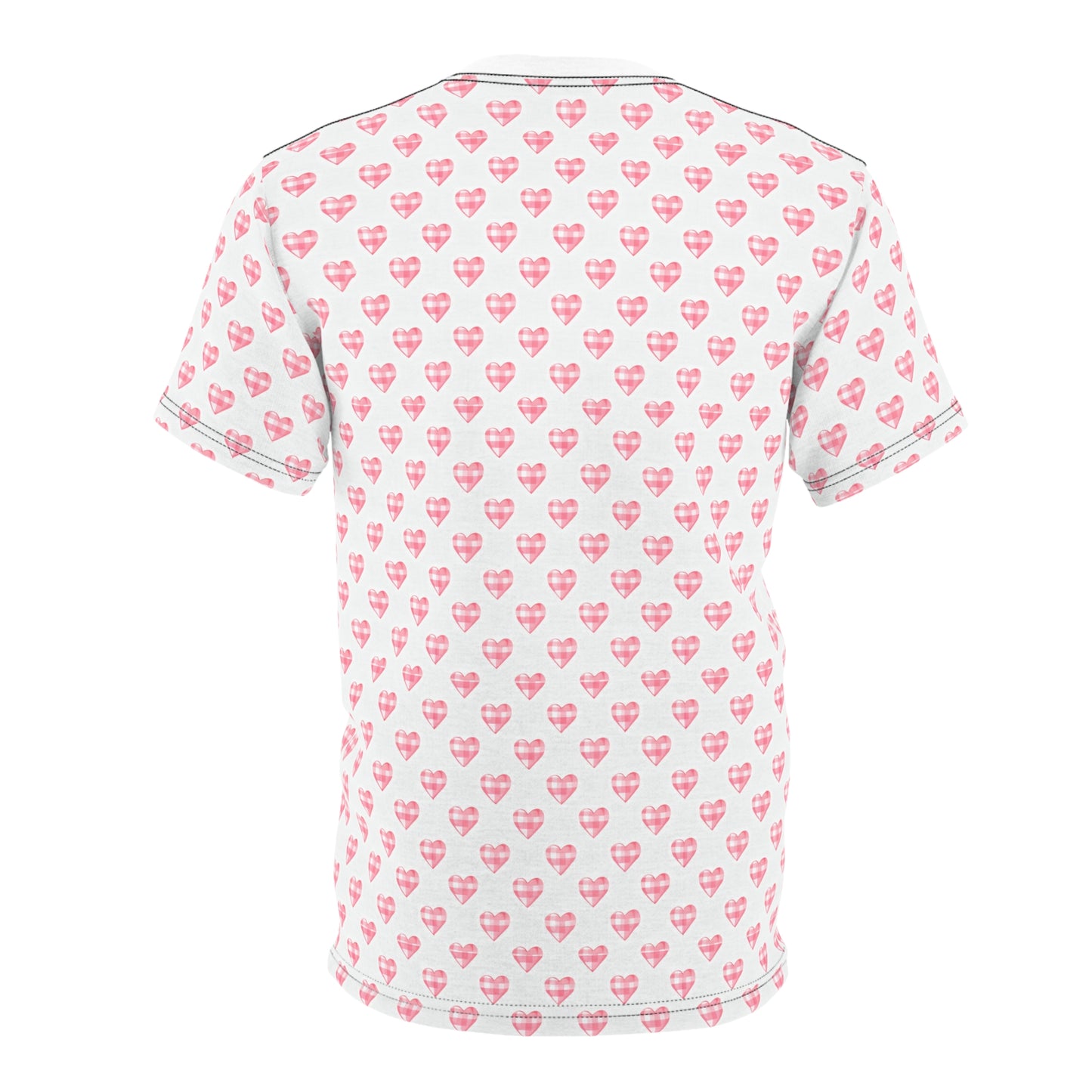 Pink Heart Pattern T-Shirt — All-Over Print Cute Valentine Tee