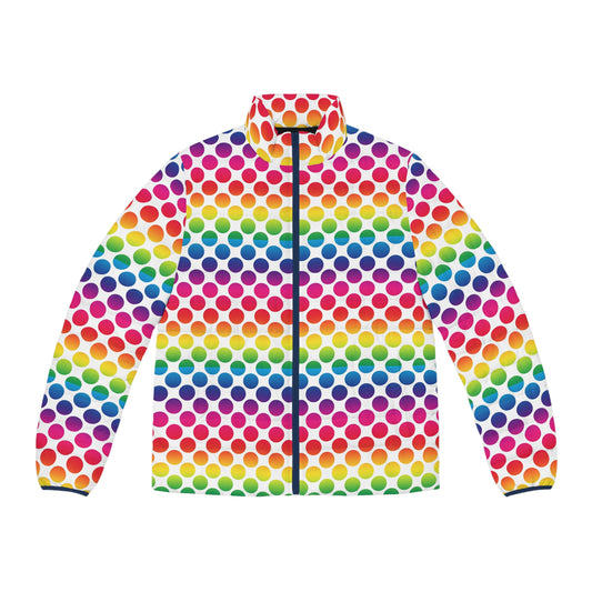 Vibrant Rainbow Men's Puffer Jacket, Colorful Winter Outerwear, Stylish Men's Jacket, Unisex Jacket, Perfect for All Occasions