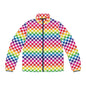 Vibrant Rainbow Men's Puffer Jacket, Colorful Winter Outerwear, Stylish Men's Jacket, Unisex Jacket, Perfect for All Occasions