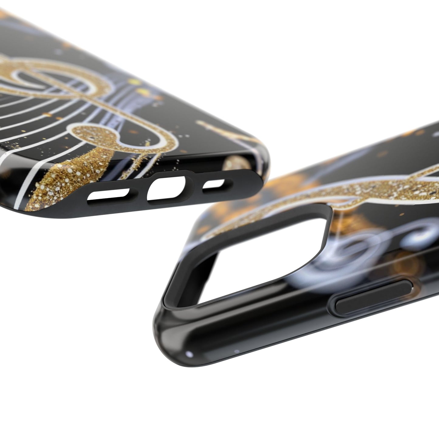 Music Notes Magnetic Impact-Resistant Phone Case — Gold Treble Clef Design