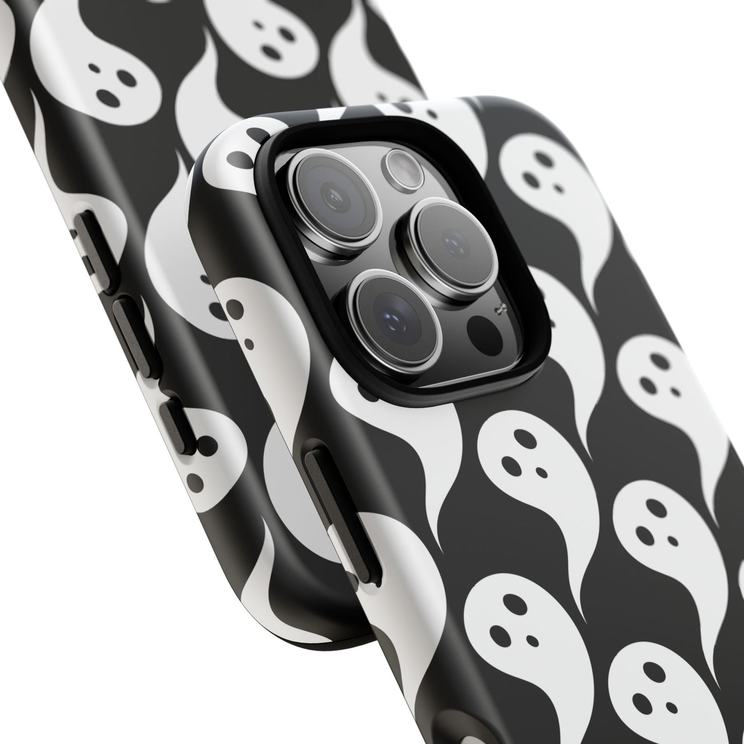 Ghost Pattern Phone Case, Cute Ghost Cell Phone Cover, Halloween Accessory, Spooky Gift, Black and White Phone Case