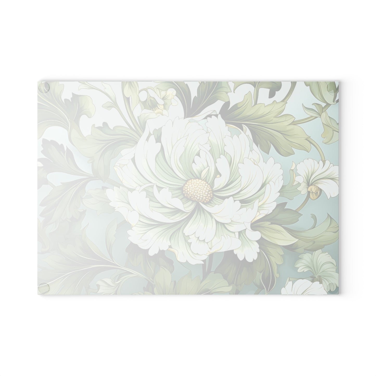 Floral Glass Cutting Board - Elegant Kitchen Decor, Gift for Cooks, Flower Kitchenware, Home Cooking, Mother's Day, Wedding Gift