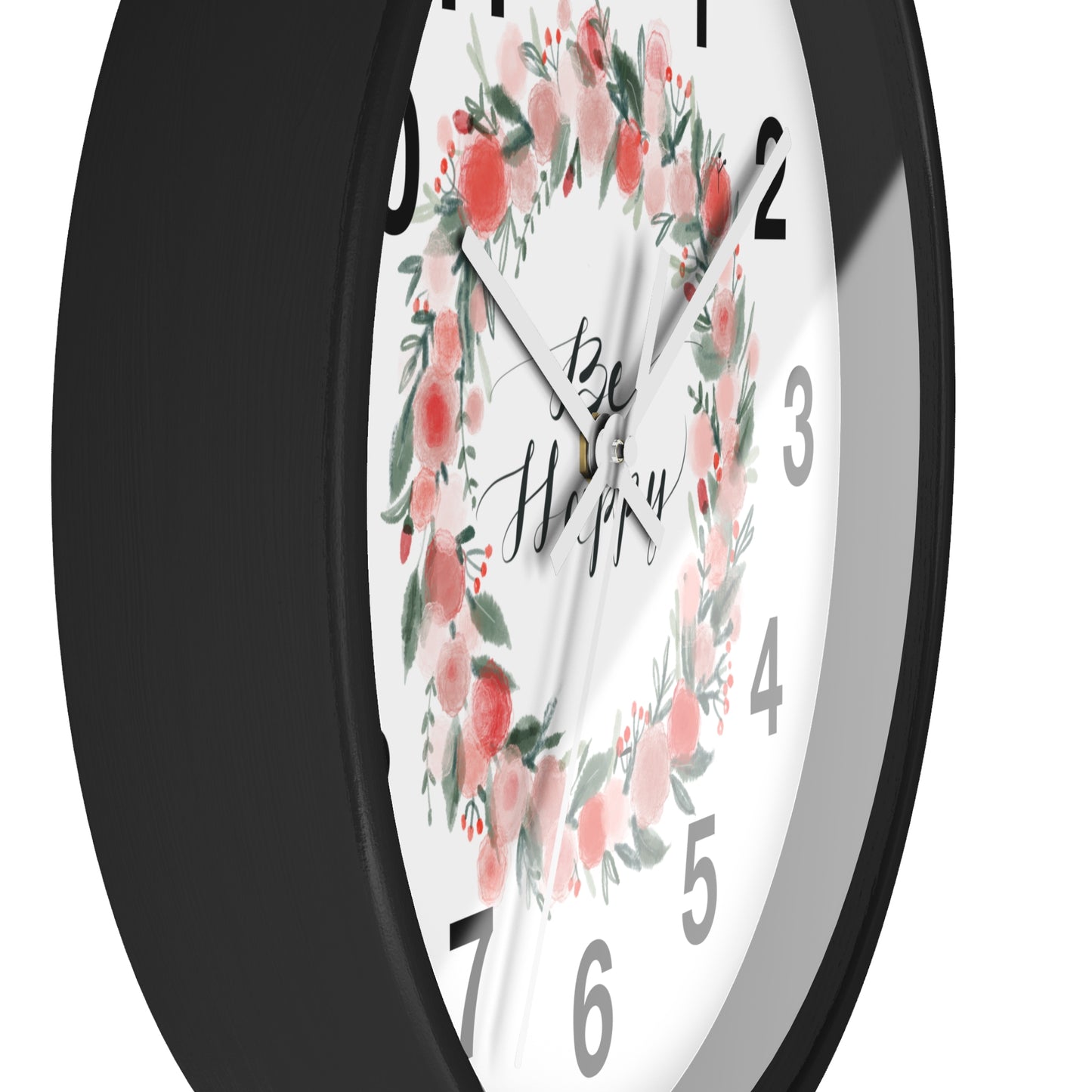 Floral Motivational Wall Clock | Home Decor | Gift for Her | Positive Quote Decor | Pink Wreath Design | Living Room Decor